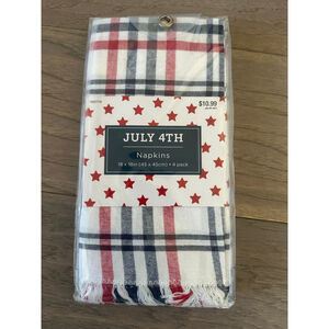Hobby Lobby July 4th Plaid Napkins 4-Pack White Red Blue One Size